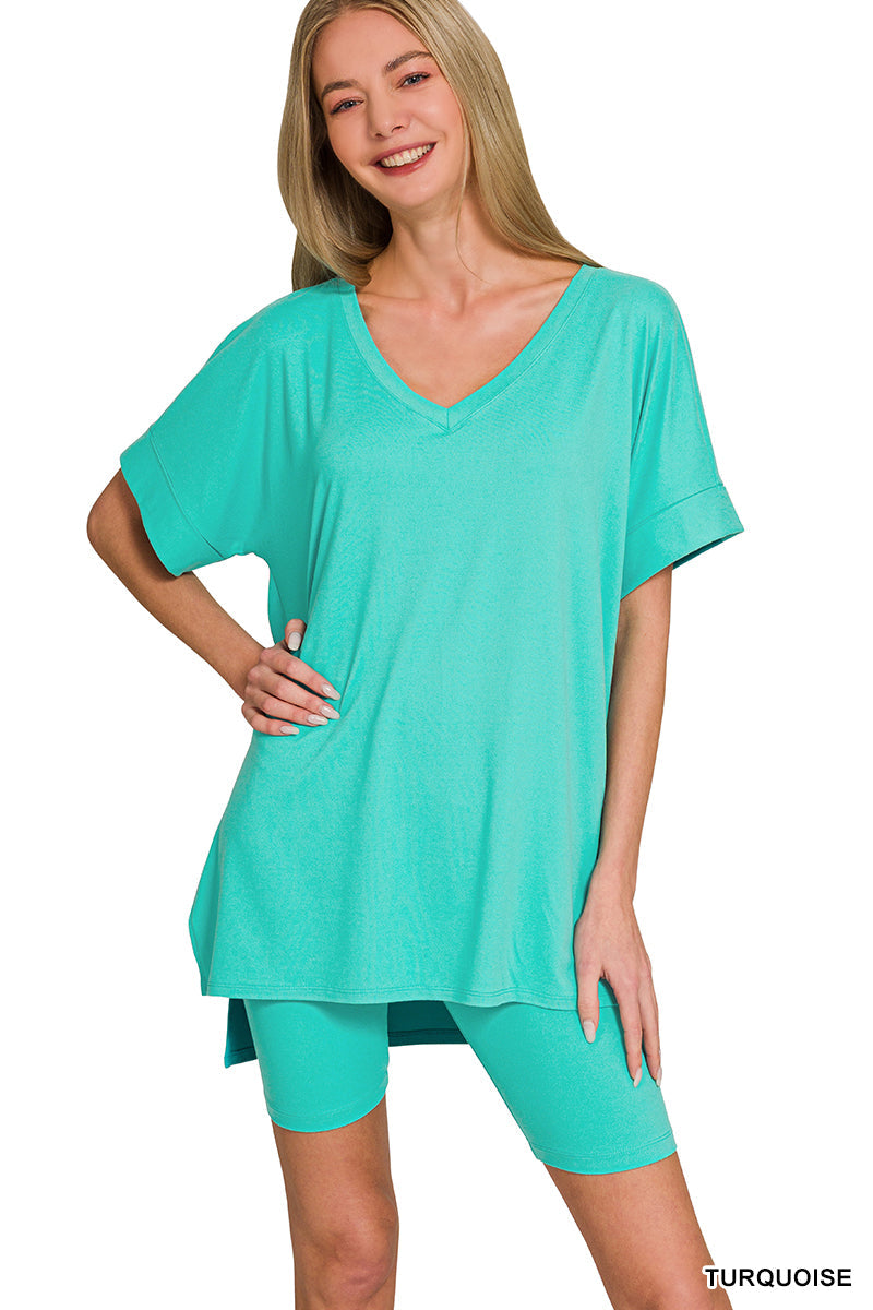 VNeck- Biker Set Zenana