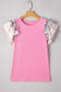 Pink Rainbow Flutter Sleeves Top FB