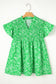 Green Floral Flutter Sleeve Plus Size Blouse RTS