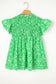 Green Floral Flutter Sleeve Plus Size Blouse RTS