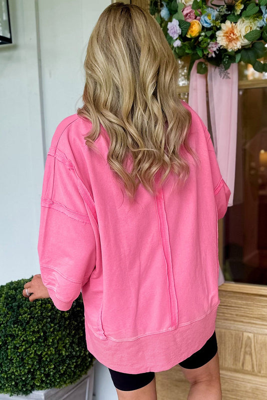 Pink Exposed Seam Top FB