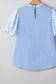 Light Blue Floral Puff Sleeve Blouse RTS