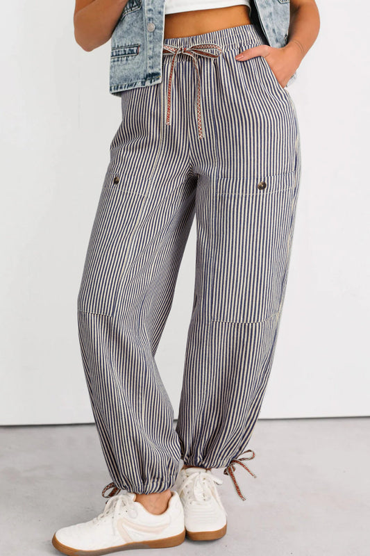 Khaki Stripe Loose Pants FB
