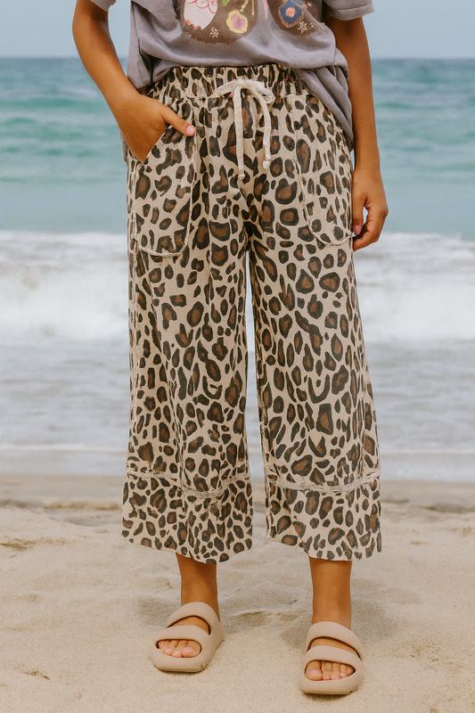 Khaki Exposed Seam Leopard Pants FB
