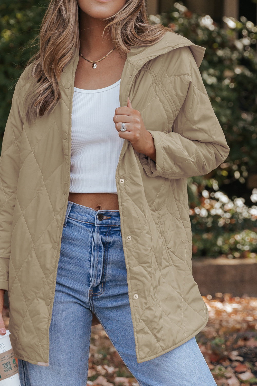 Khaki Quilted Puffer Coat FB