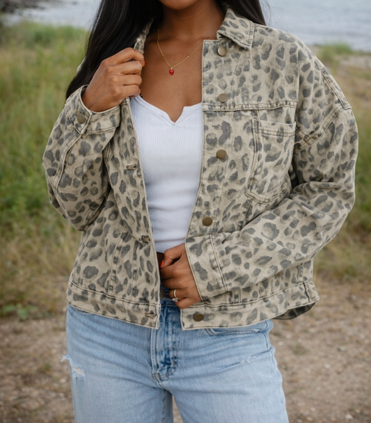 Retro Leopard Denim Jacket