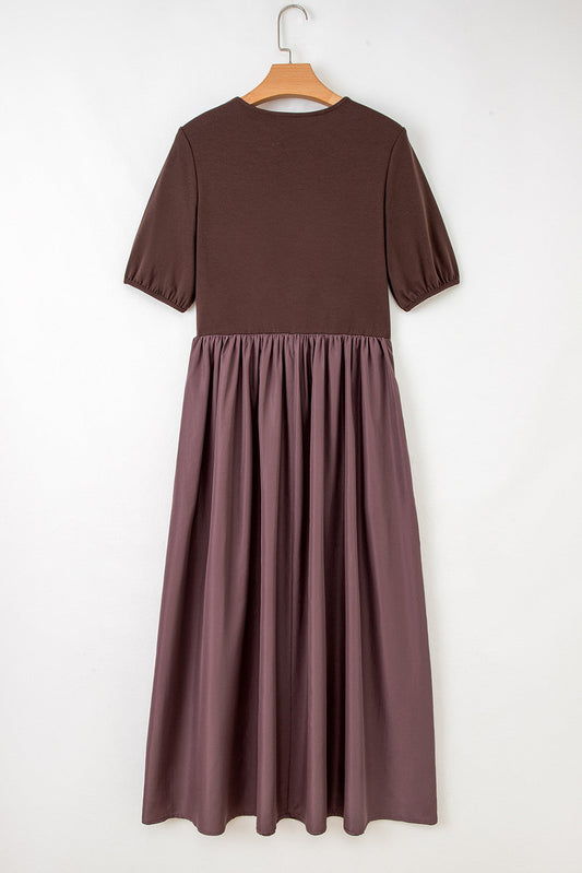 Knit Top Patchwork Pleated Dress LT