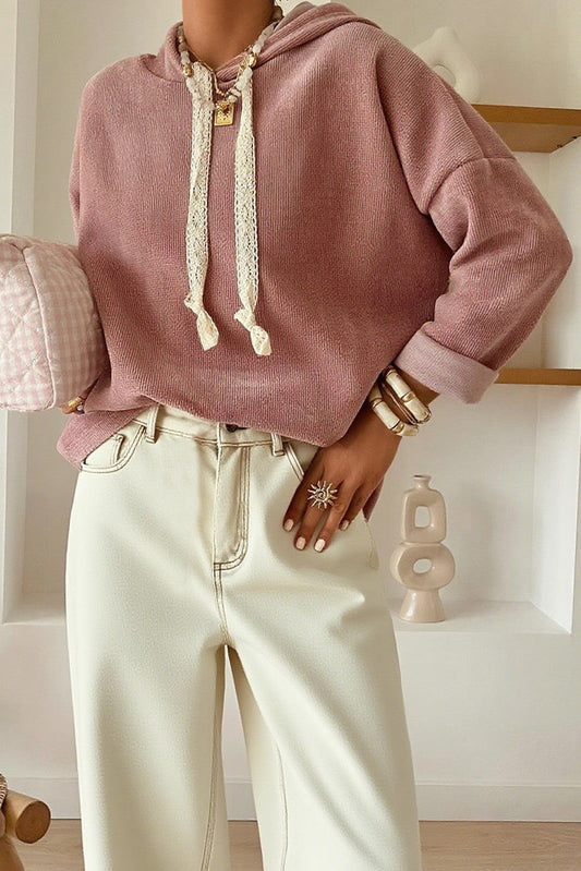 Lace Drawstring Baggy Hoodie LT