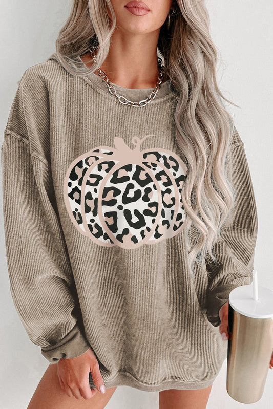 Leopard Pumpkin Corded Sweatshirt FB