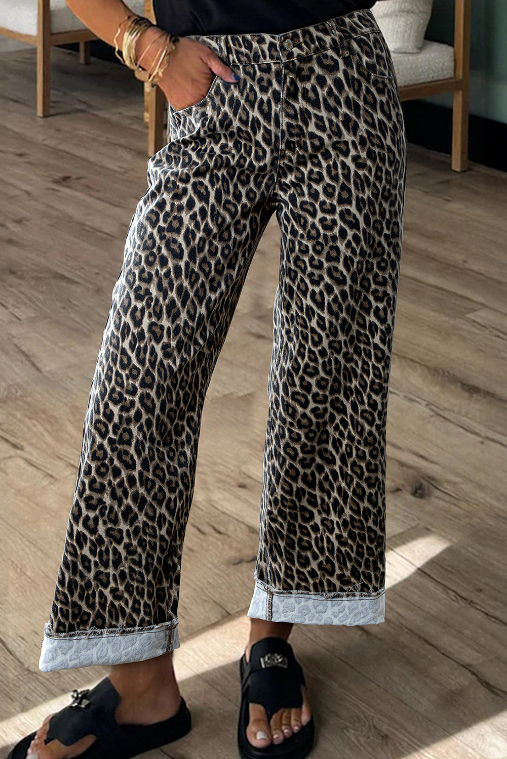 Leopard Loose Leg Jeans LT