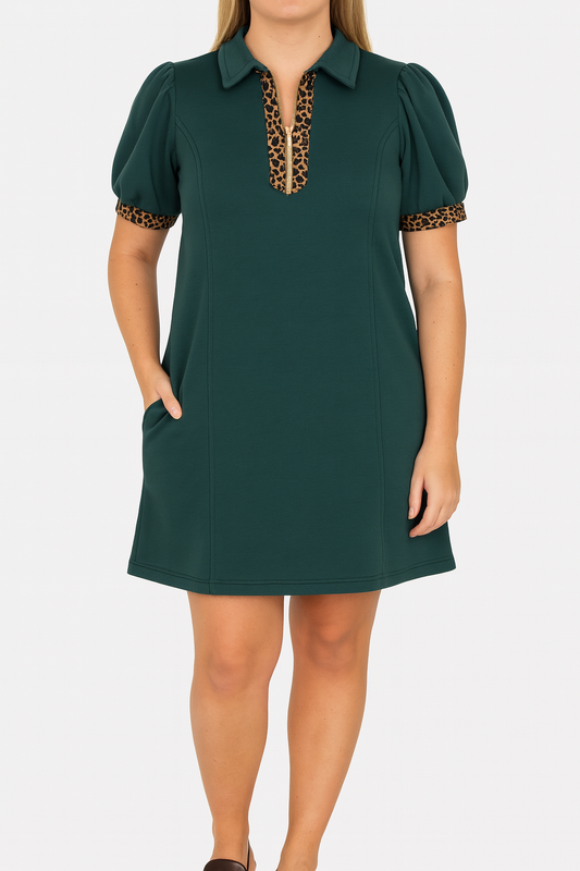Leopard Quarter Zip Dress LT