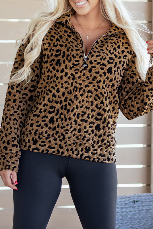 Leopard Quarter Zip Sweatshirt FB