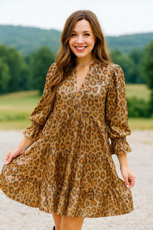 Leopard Tiered Mini Dress FB
