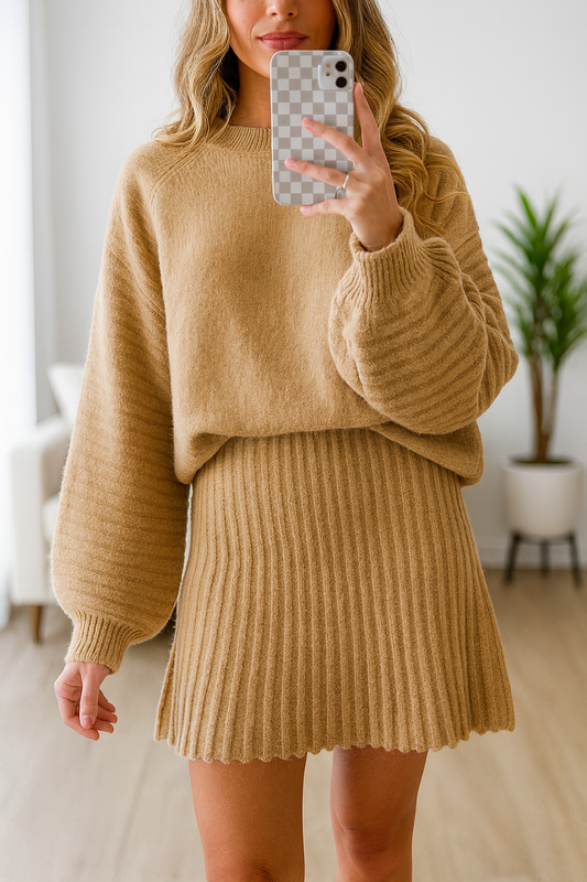 Mini Skirt Sweater Knitted Set FB