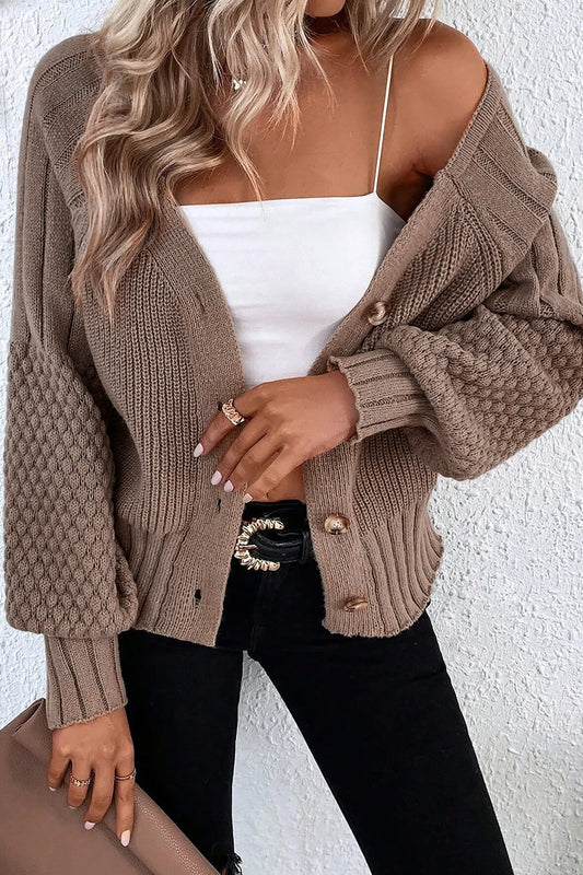 Mixed Knit Texture Cardigan RTS