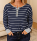 Stripe Waffle Knit Top LT