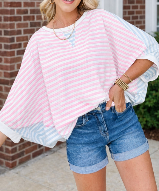Oversize Colorblock Dolman Shirt LT