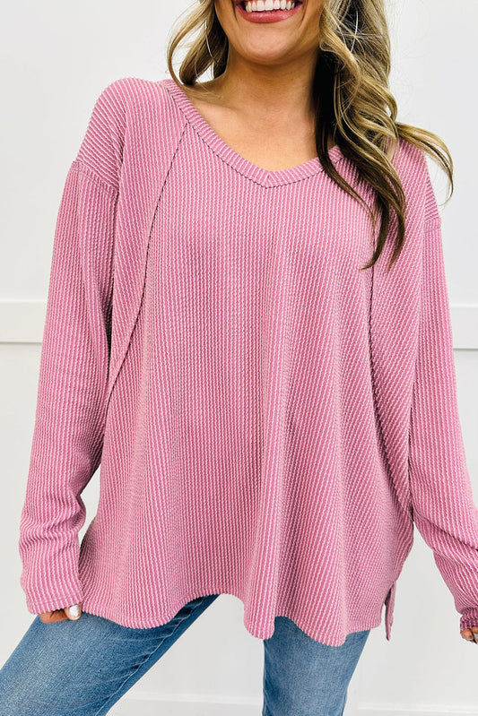 Pink Twisted Rib Loose Top FB