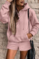 Pink Drawstring Hoodie Set LT