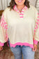 Pink Stripe Patchwork Plus Pullover September.