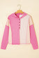 Pink Waffle Patchwork Hoodie LT