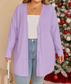 Purple Plus Size Waffle Knit Cardigan LT