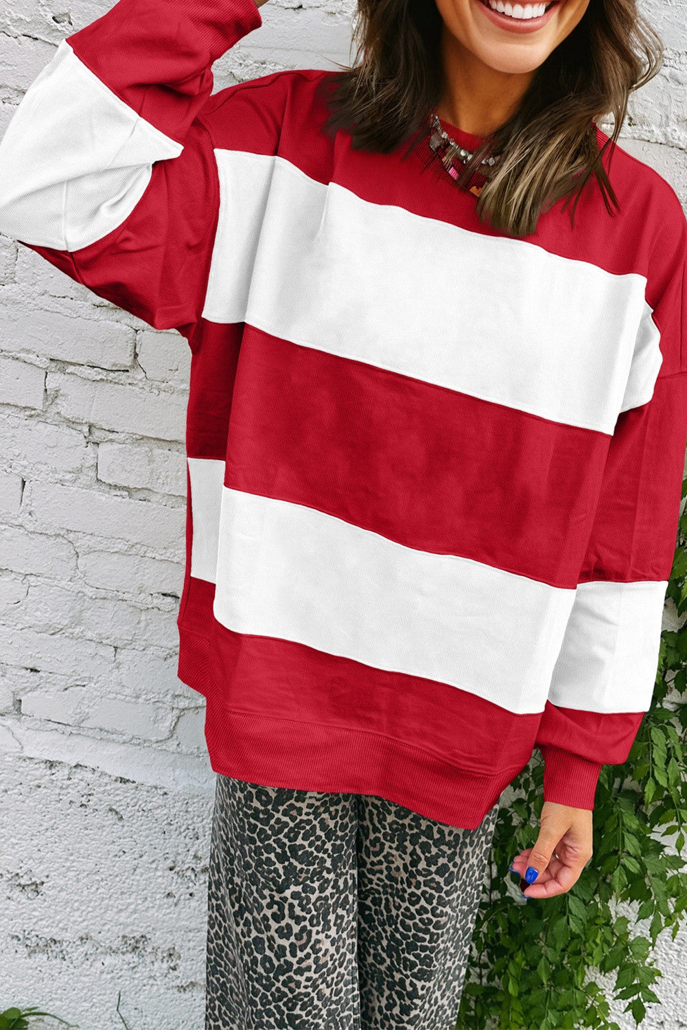 Red Colorblock Stripe Sweatshirt RTS