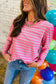 Rose Stripe Textured Top LT