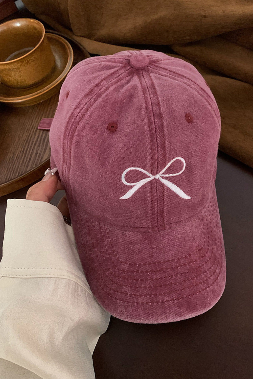 Rose Bow Knot Embroidered Hat RTS