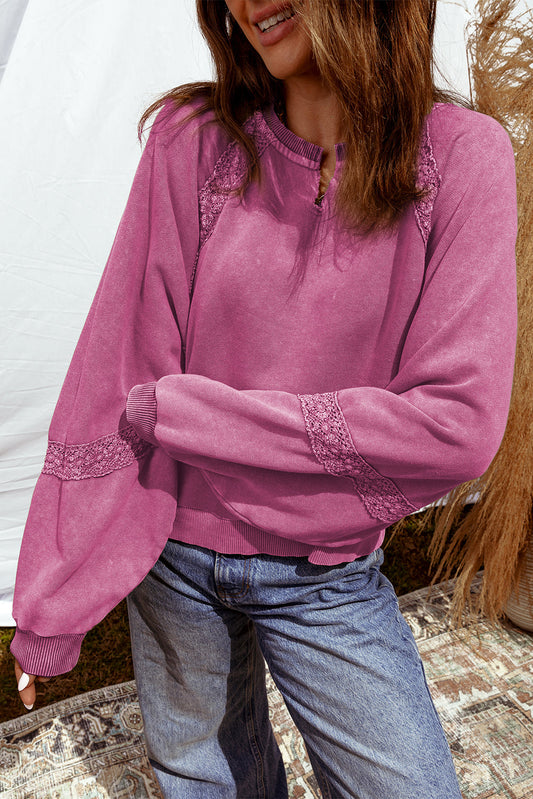 Lace Mineral Wash Baggy Sweatshirt RTS