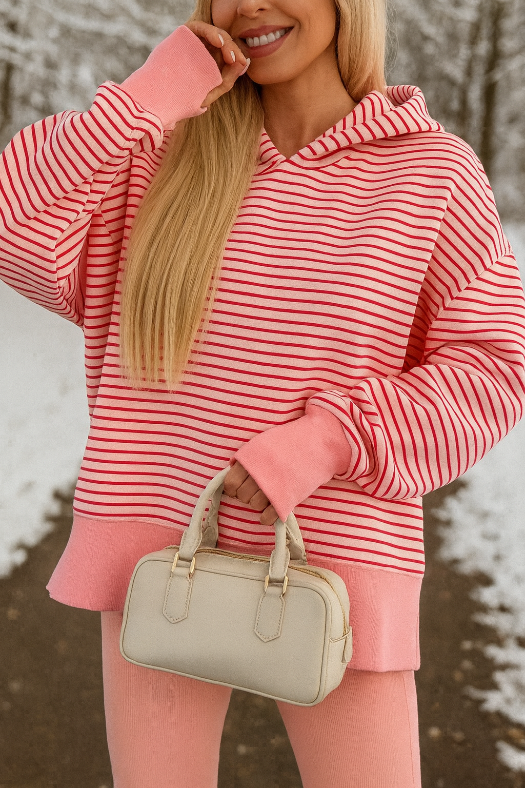 Stripe Thumbhole side Slits Hoodie LT