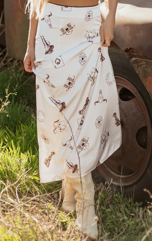 Western Satin Skirt OOTD