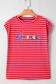 Red Stripe Sequin America Patched Top