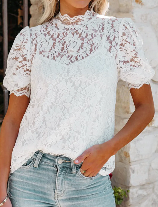 High Neck Lace Blouse
