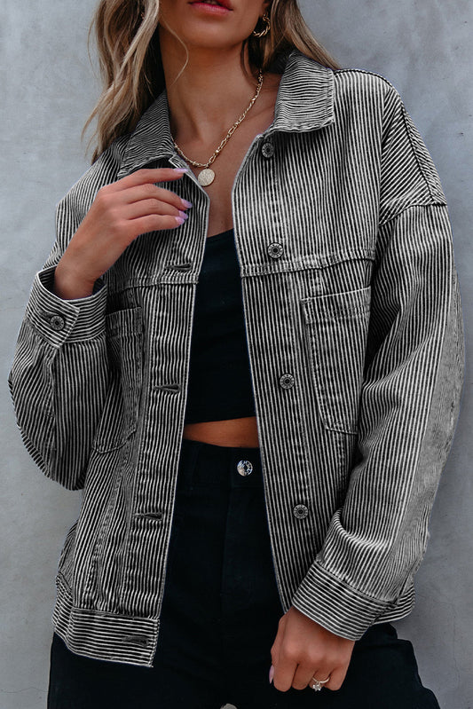 Stripe Oversize Denim Jacket FB
