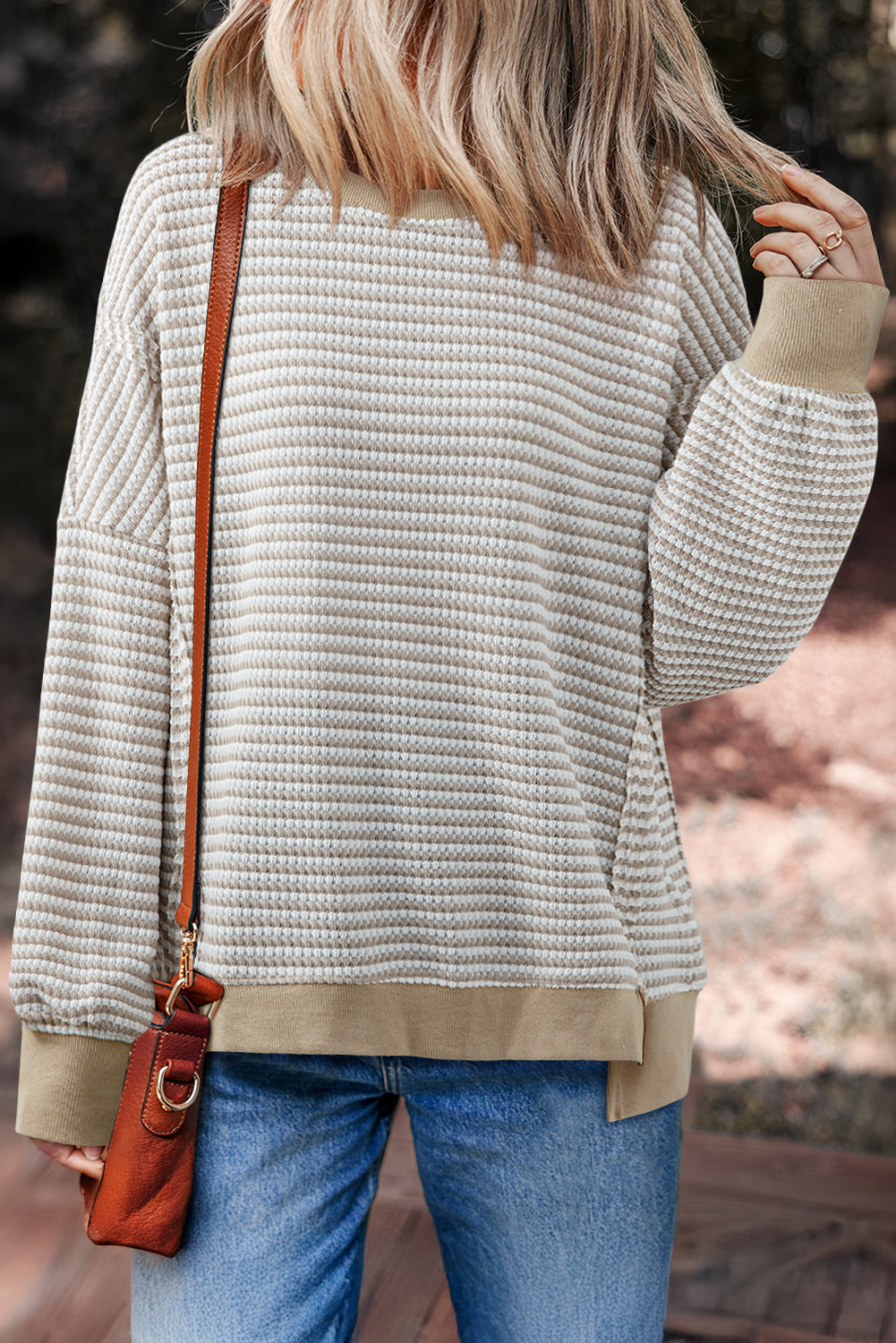 Stripe Ribbed Oversize Top FB