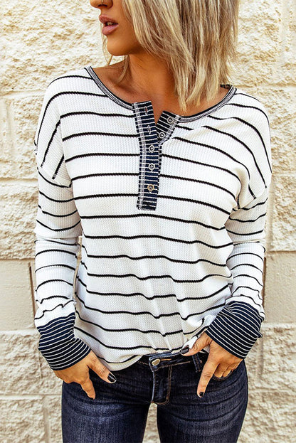 Stripe Waffle Knit Top LT