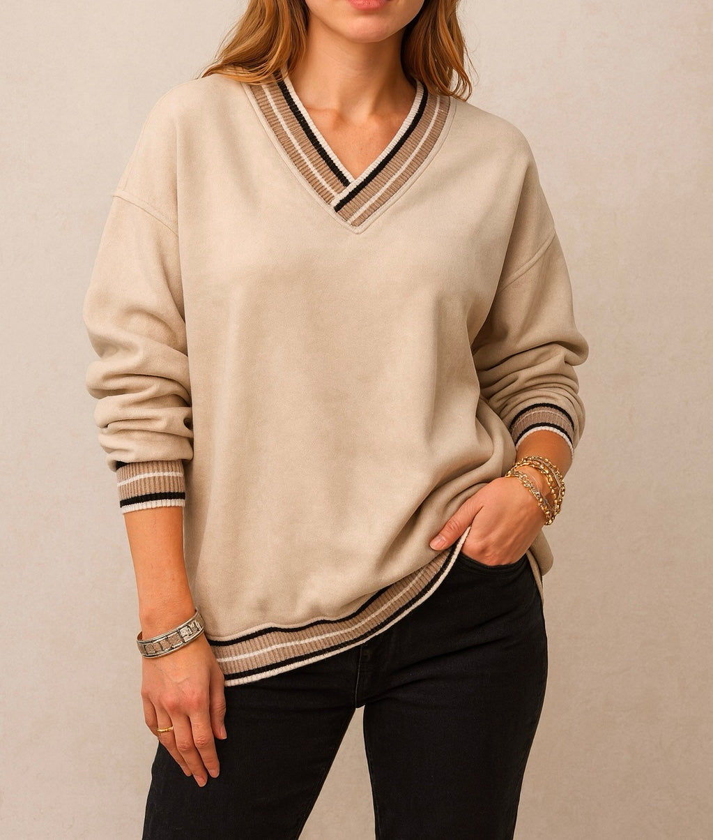 Varsity Striped Trim Sweatshirt FB