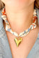 White Floral Scarf Heart Necklace LT