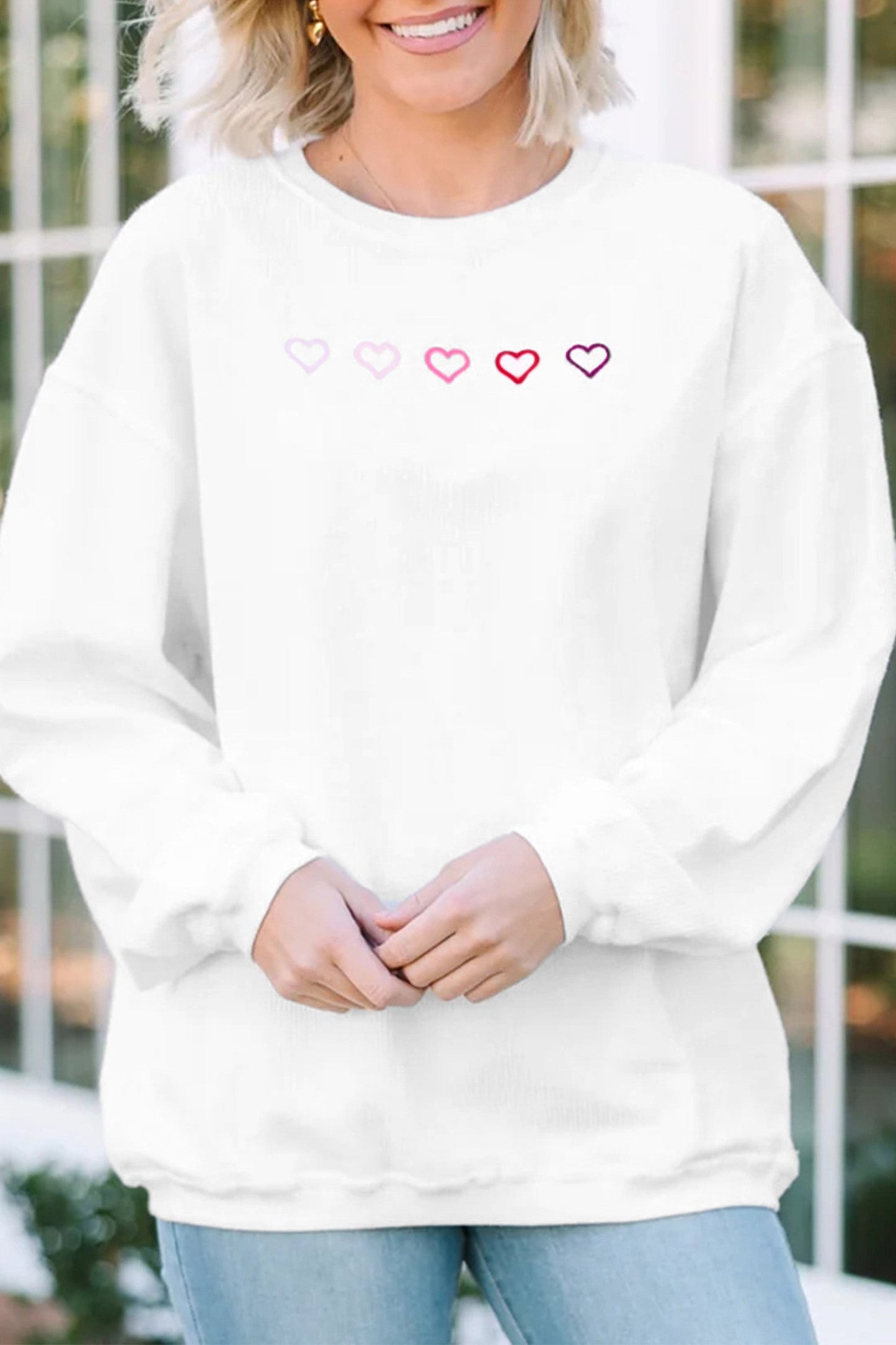 White Ribbed XOXO Sweatshirt FB