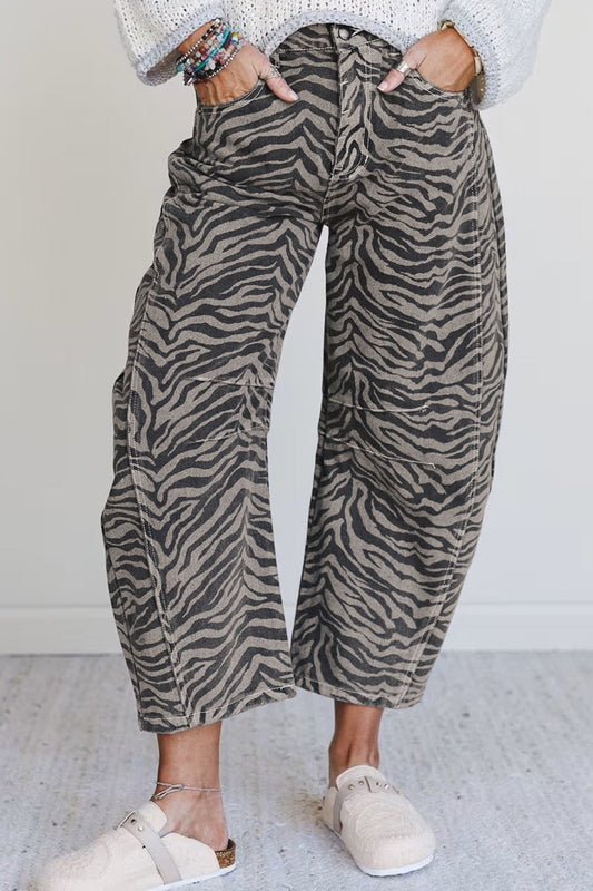 Zebra Print Wide Leg Jeans OOTD