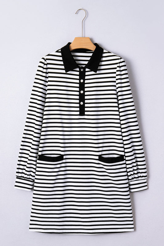 Stripe Collared T Shirt Dress LT