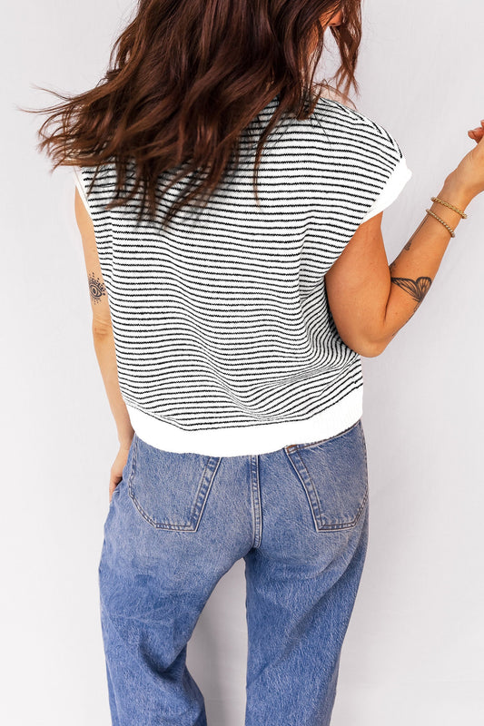 Black Stripe Cap Sleeve Cardigan LT