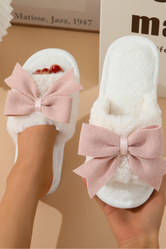 Pink Bow Plush Slippers RTS