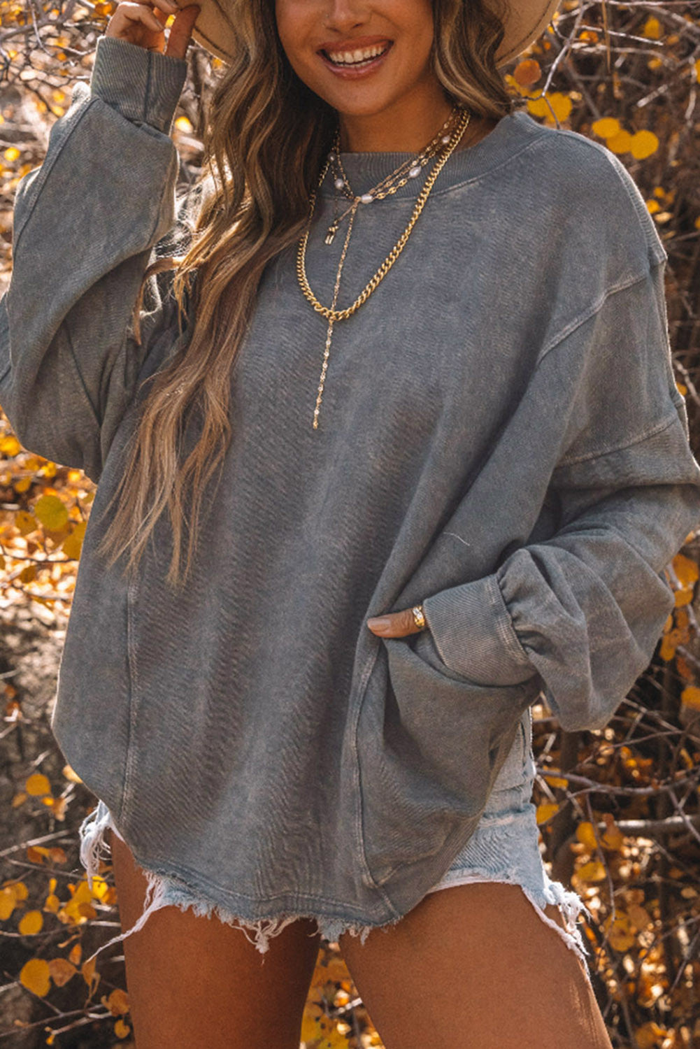 Gray Exposed Seam Sweatshirt FB