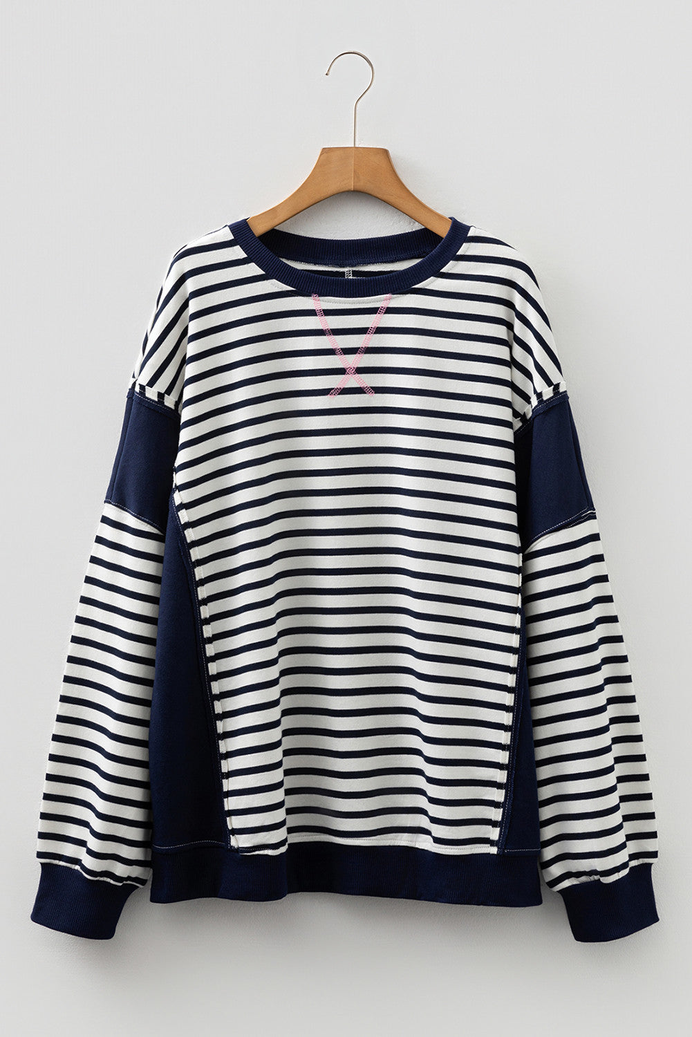 Blue Stripe Patchwork Sweatshirt LT