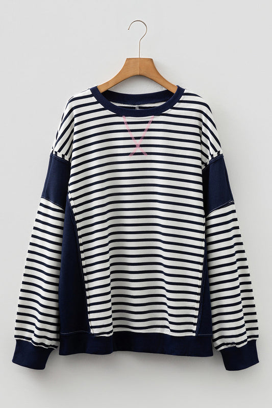 Blue Stripe Patchwork Sweatshirt LT