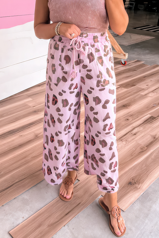 Pink Drawstring Leopard Pants RTS