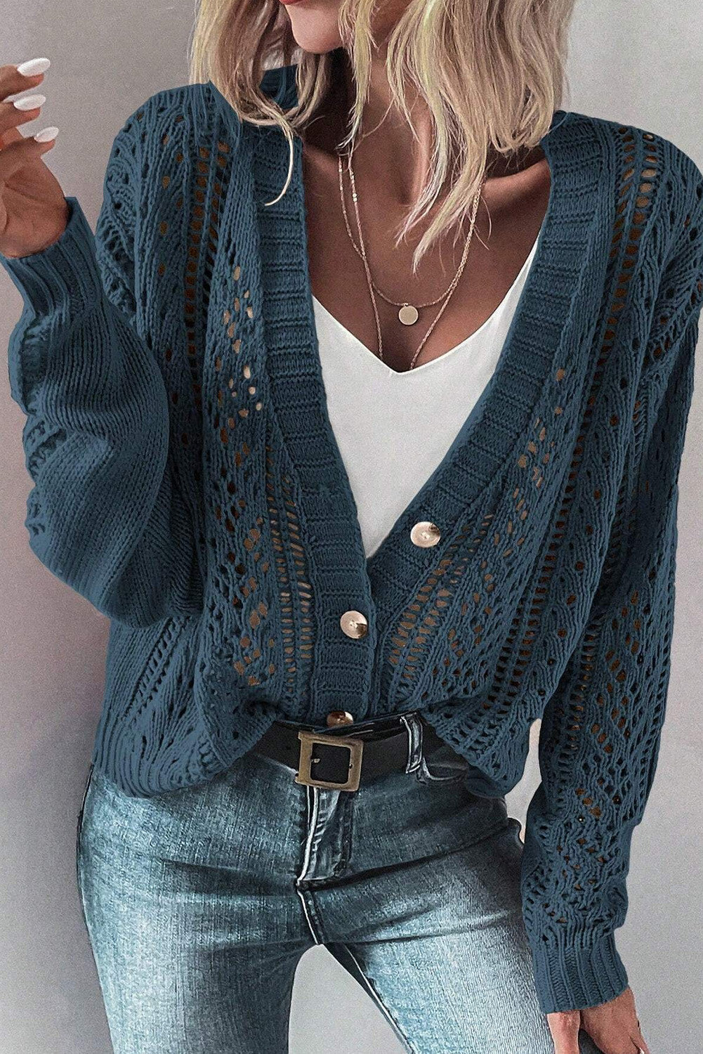 Open Knit Sweater Cardigan FB