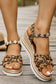 Leopard Flower Rhinestone Wedge Sandals RTS